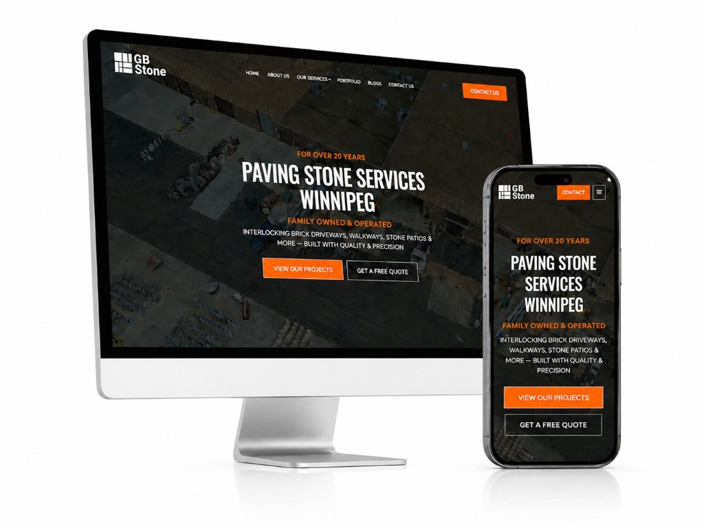 GB Stone website on desktop and mobile, built by BASolutions AI